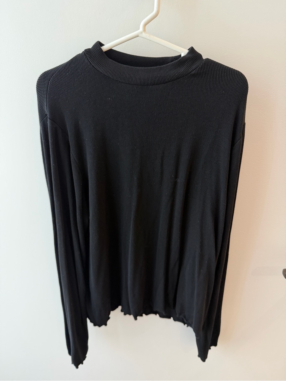 Girls Aqua Black Ribbed Mock Neck Long-Sleeve Shirt, size XL